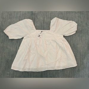 HALI WHITE LINEN SLEEVED TOP - SIZE 4